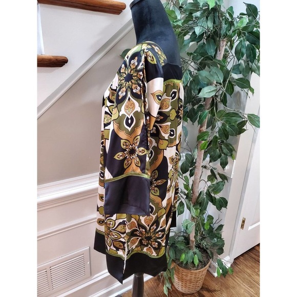 Ashley Stewart Stretch Multicolor Slit Shoulder Long Sleeve Top Blouse 14/16 - Picture 5 of 14